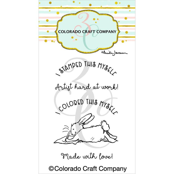 Colorado Craft Company - Clear Stamps - Anita Jeram - Back Card Bunny Mini-ScrapbookPal