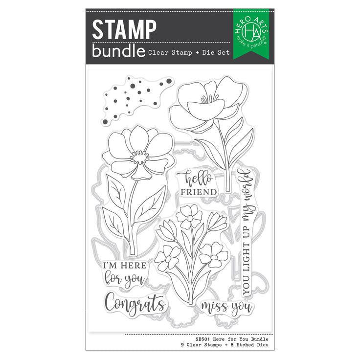 Hero Arts - Blossoms & Birdsong Collection - Clear Stamps & Dies - Here For You-ScrapbookPal