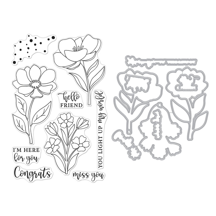 Hero Arts - Blossoms & Birdsong Collection - Clear Stamps & Dies - Here For You-ScrapbookPal