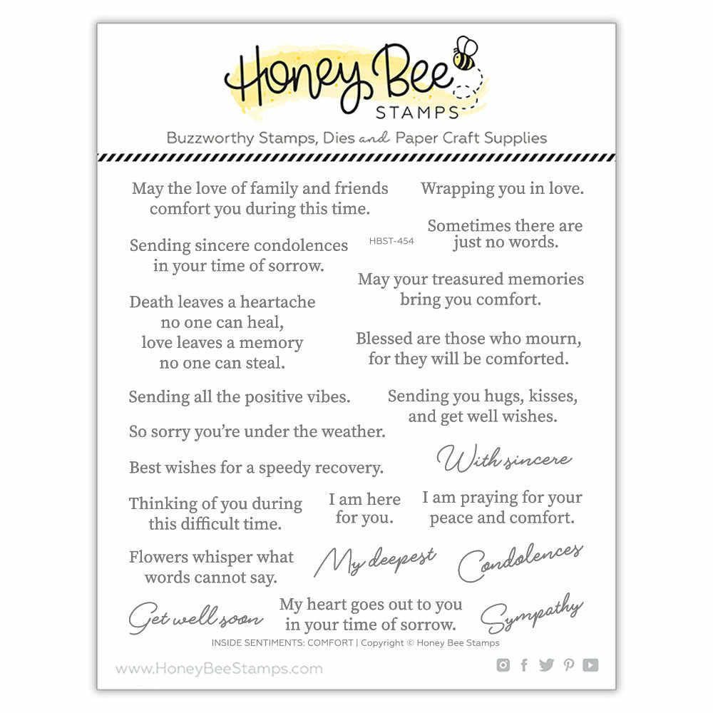 Honey Bee Stamps - Clear Stamps - Inside Sentiments: Comfort-ScrapbookPal