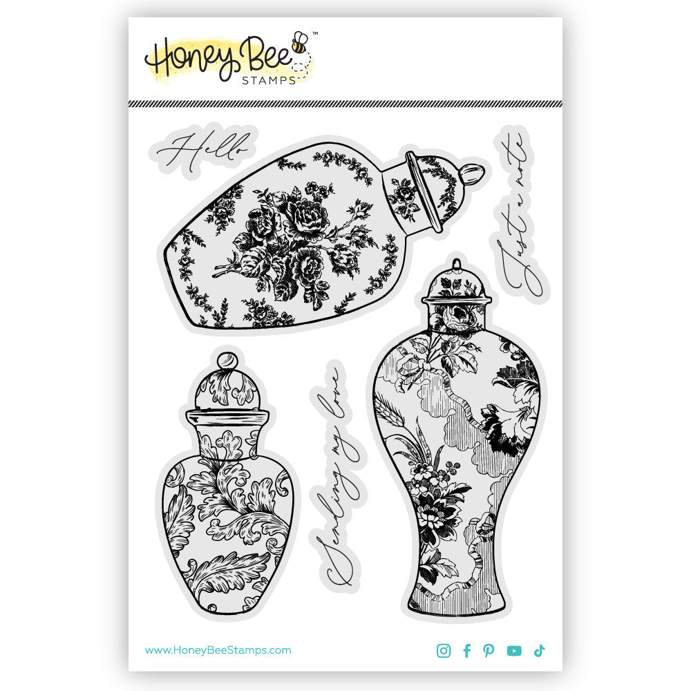 Honey Bee Stamps - Cling Stamps - Ornate Ginger Jars-ScrapbookPal