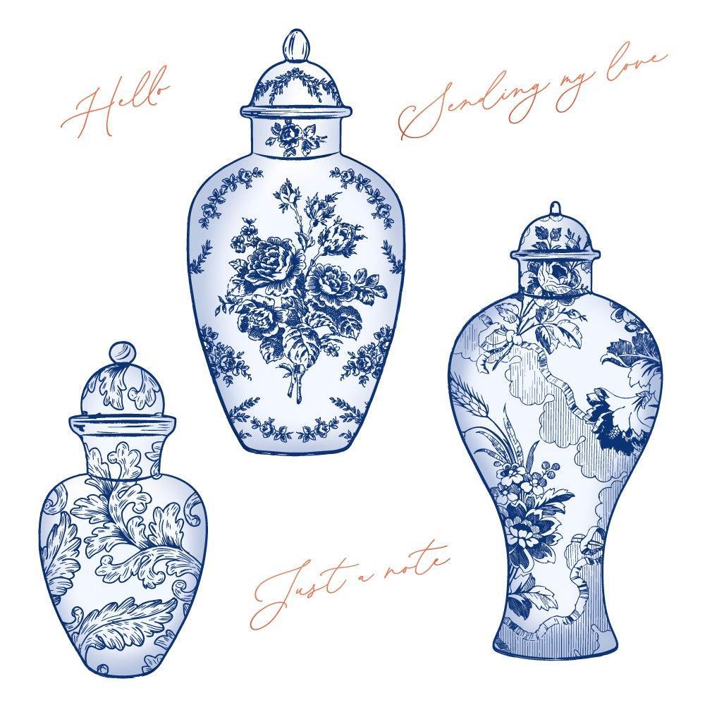 Honey Bee Stamps - Cling Stamps - Ornate Ginger Jars-ScrapbookPal
