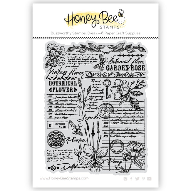 Honey Bee Stamps - Cling Stamps - Vintage Flora
