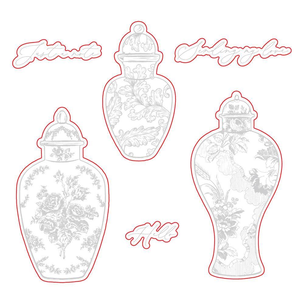 Honey Bee Stamps - Honey Cuts - Ornate Ginger Jars-ScrapbookPal