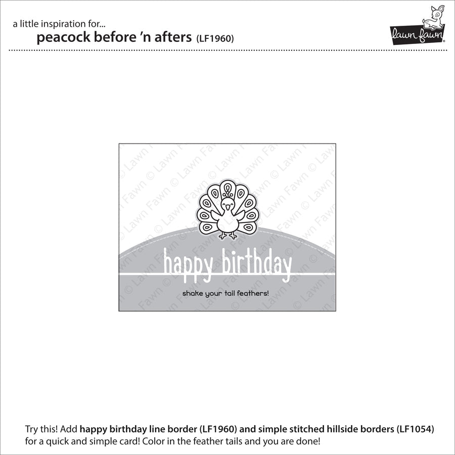 Lawn Fawn - Clear Stamps - Peacock Before 'n Afters-ScrapbookPal