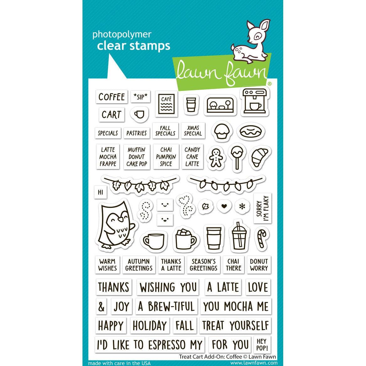 Lawn Fawn - Clear Stamps - Treat Cart Add-On: Coffee-ScrapbookPal