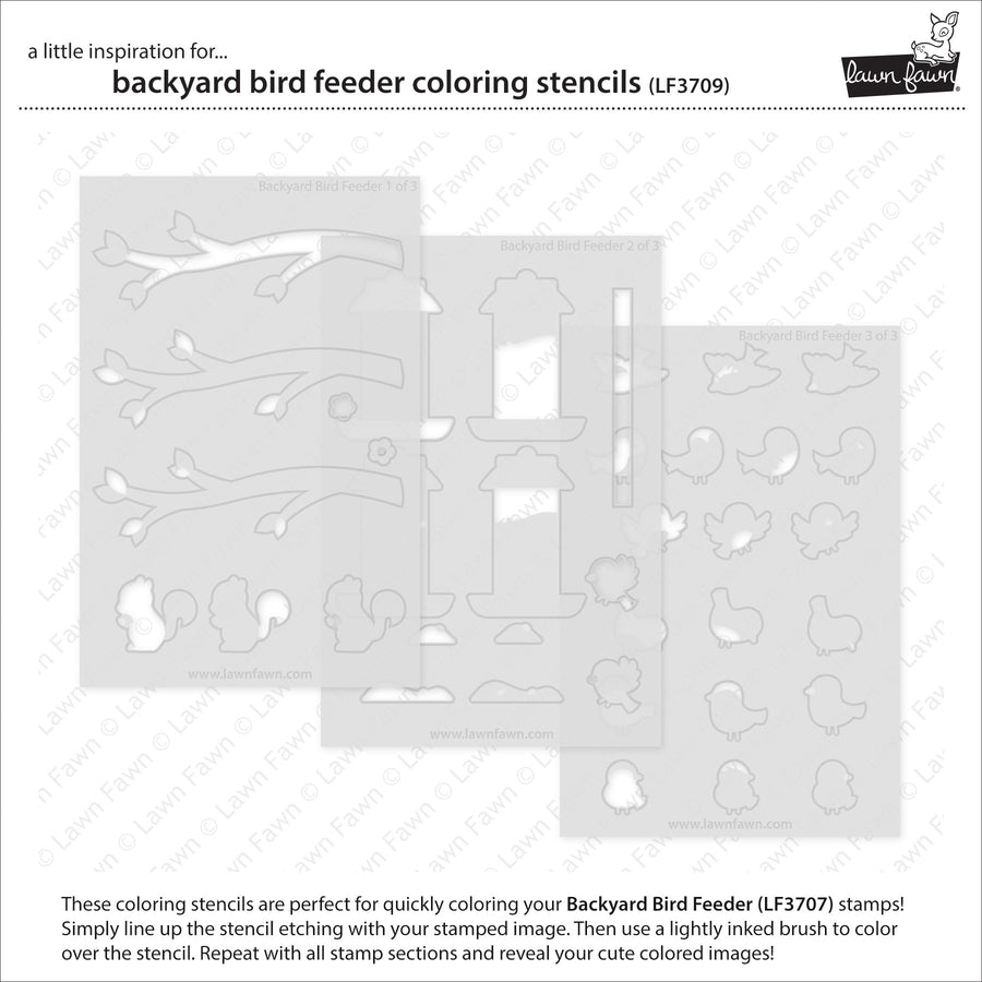 Lawn Fawn - Coloring Stencils - Backyard Bird Feeder-ScrapbookPal
