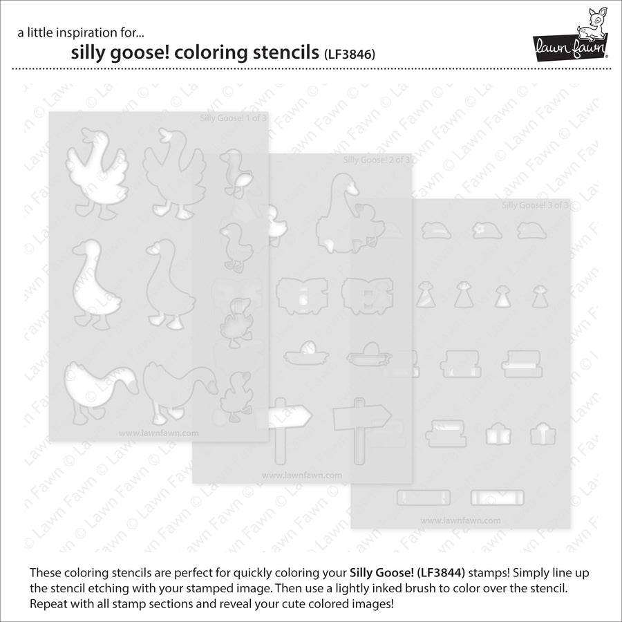 Lawn Fawn - Coloring Stencils - Silly Goose!-ScrapbookPal