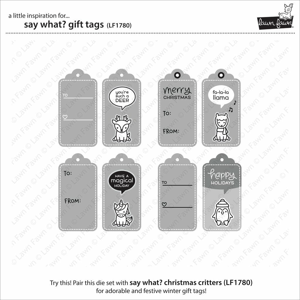 Lawn Fawn - Lawn Cuts - Say What? Gift Tags-ScrapbookPal