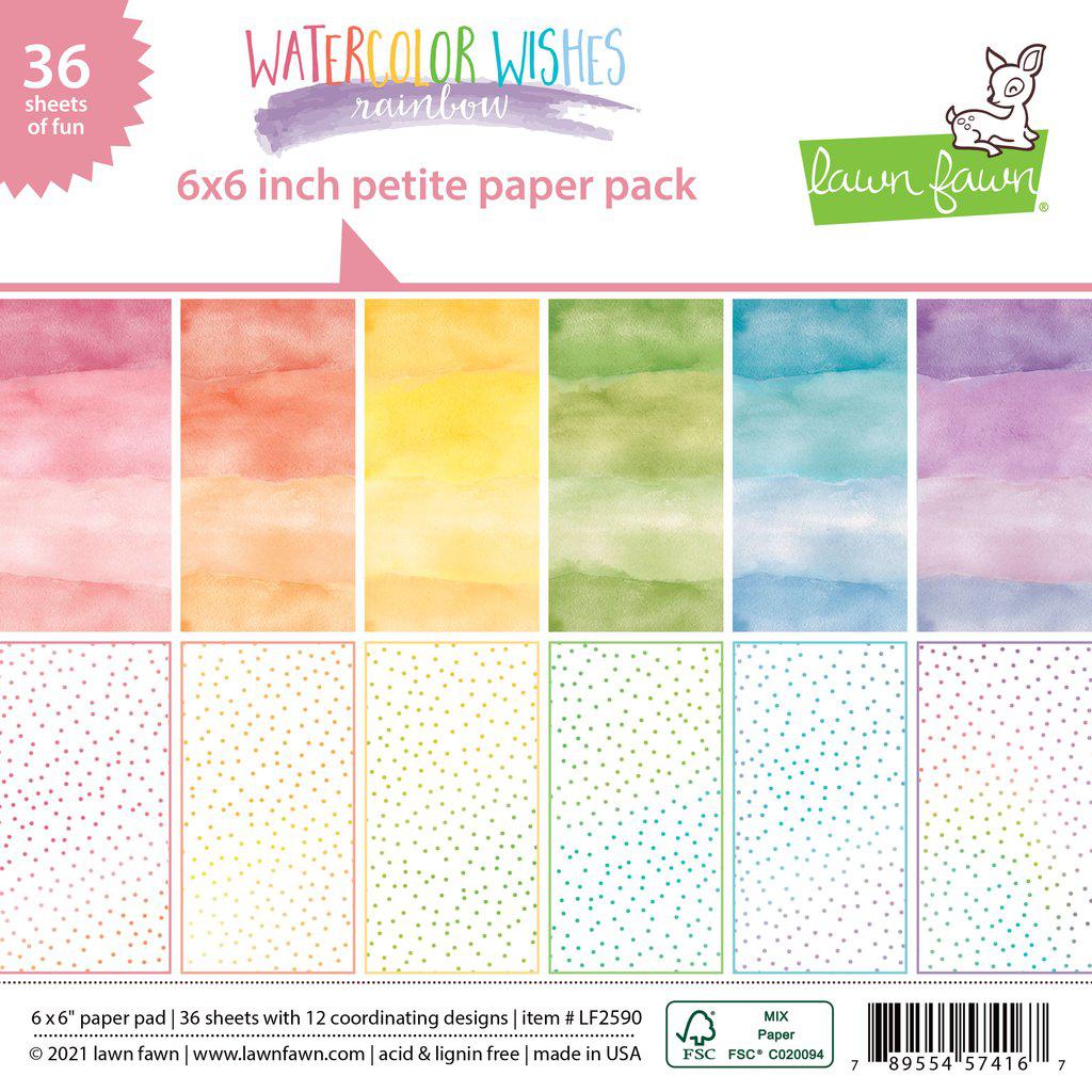 Lawn Fawn - Petite Paper Pack - Watercolor Wishes Rainbow-ScrapbookPal
