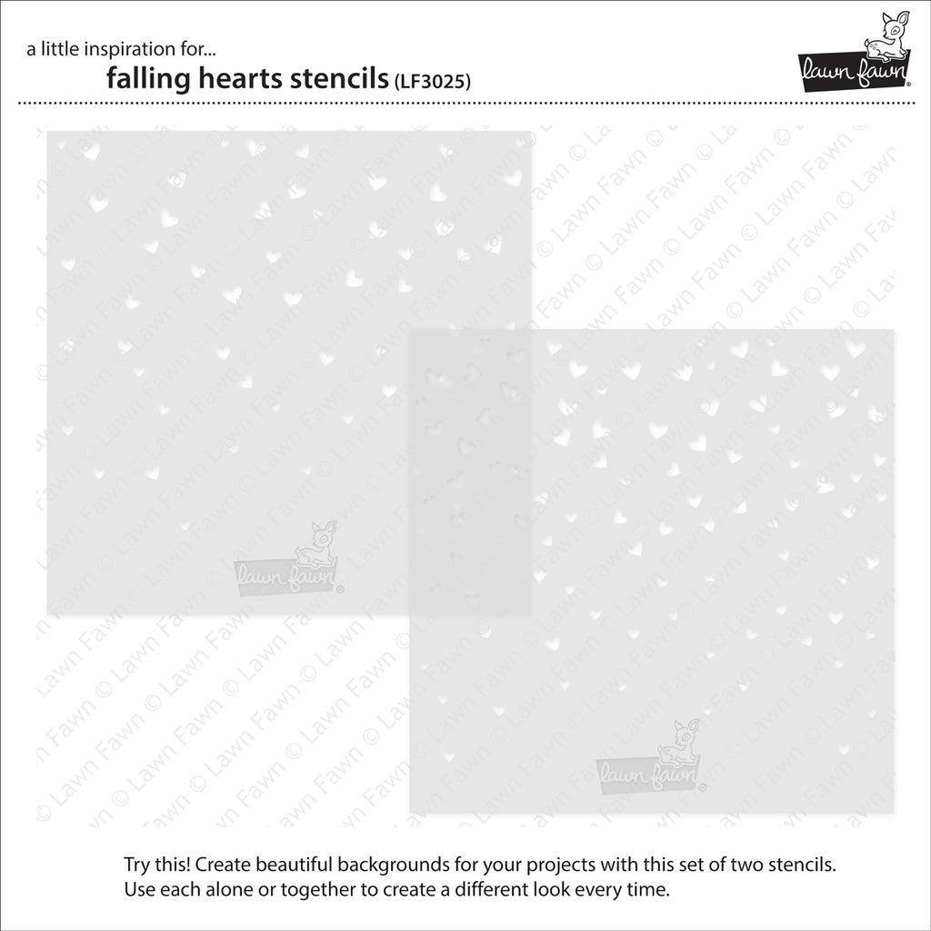 Lawn Fawn - Stencils - Falling Hearts-ScrapbookPal