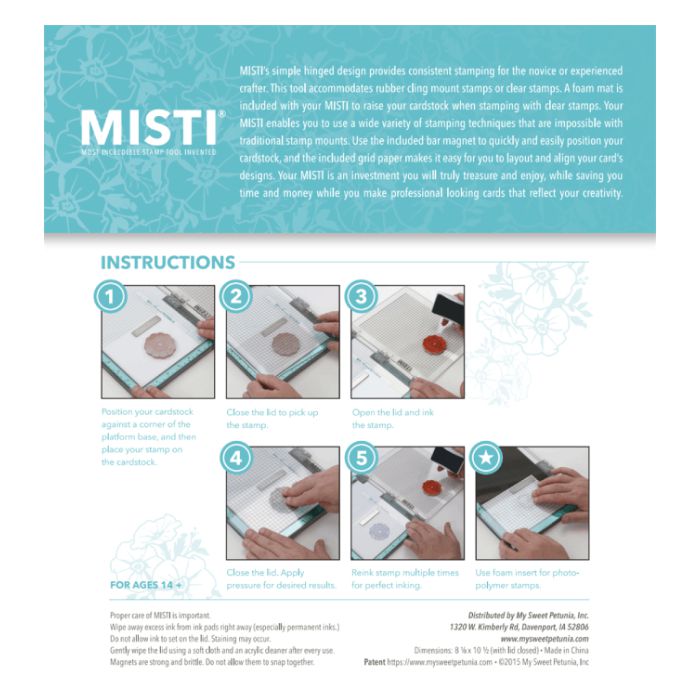 My Sweet Petunia MISTI Stamping Tool Original Teal ScrapbookPal