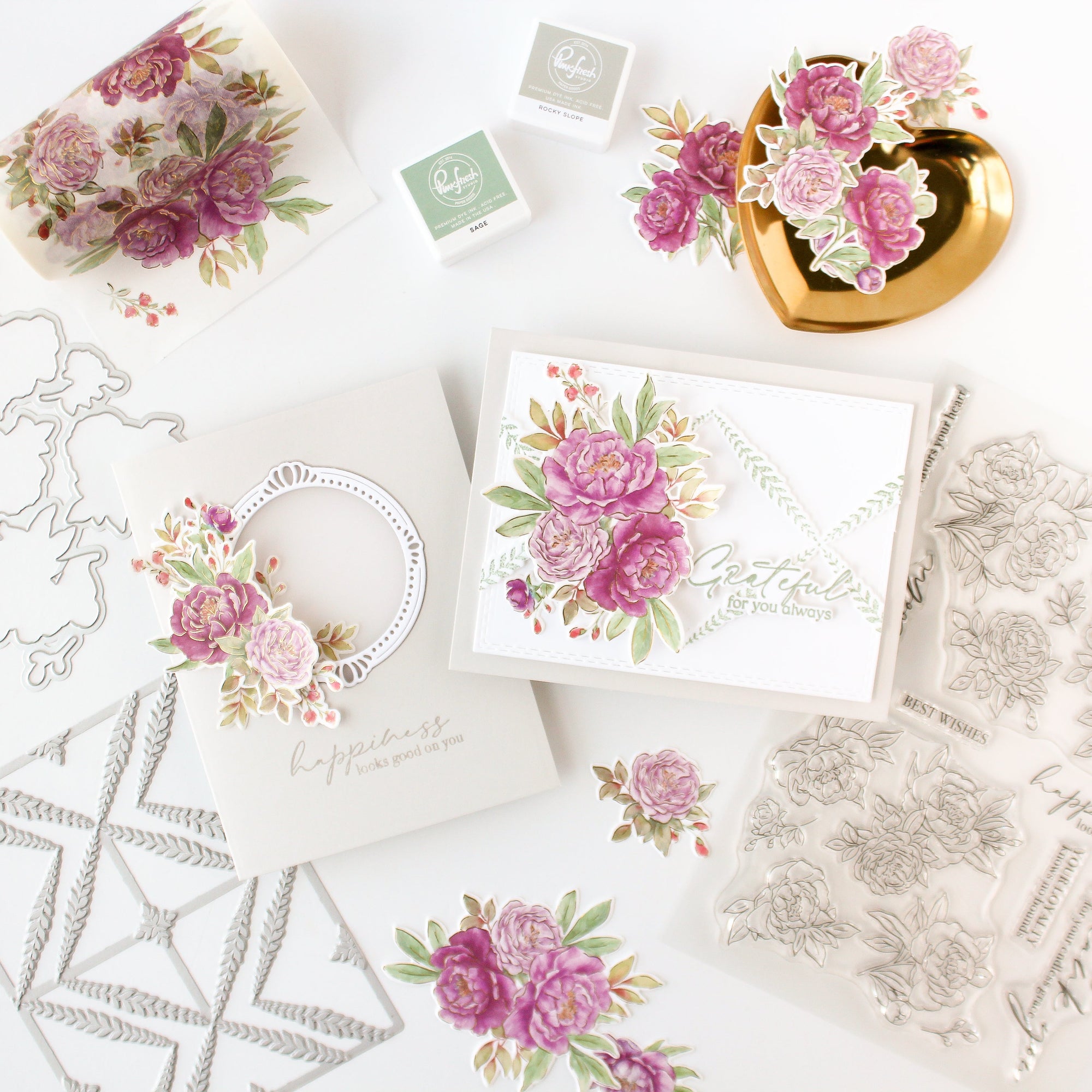 Pinkfresh Studio - Clear Stamps - Peony Perfection-ScrapbookPal
