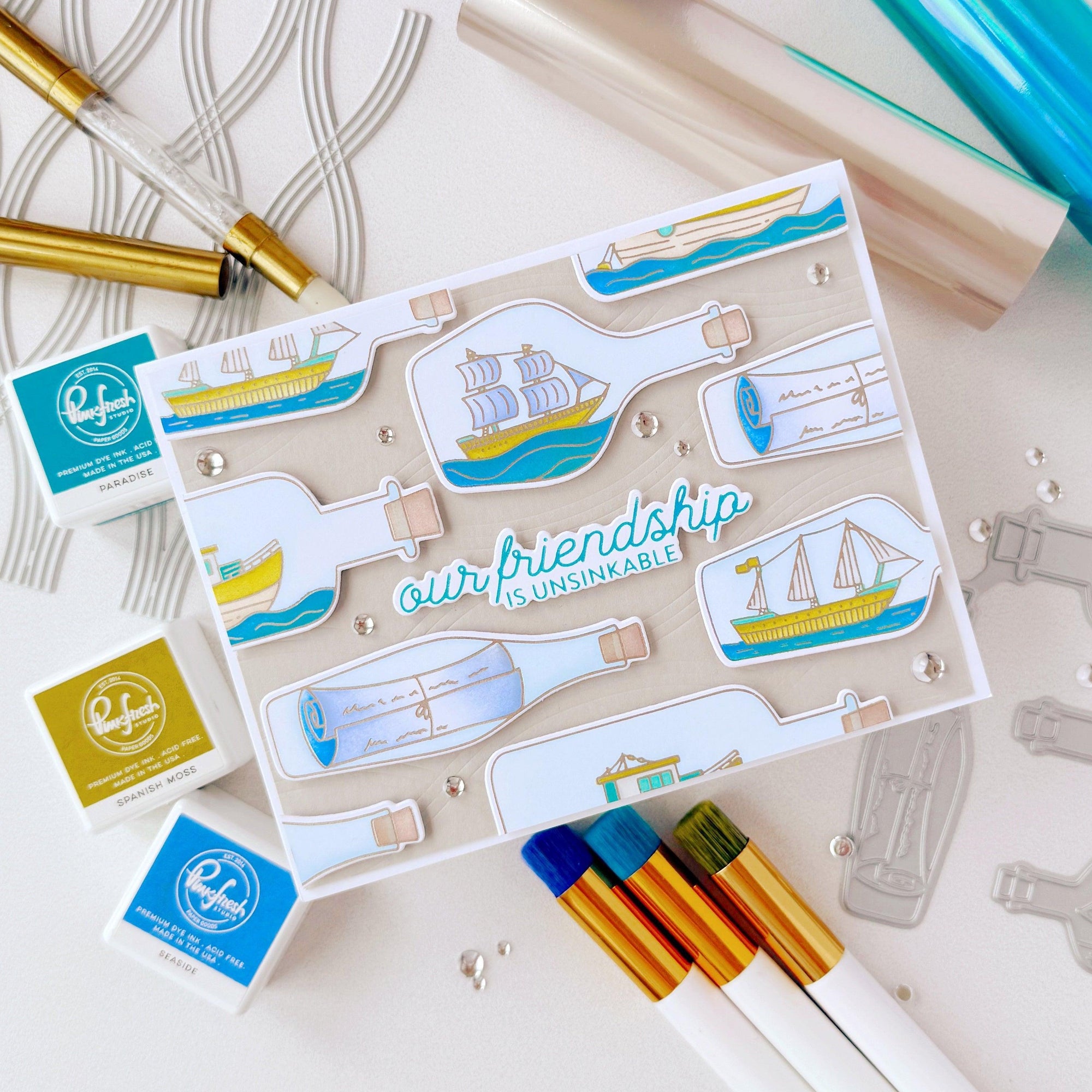 Pinkfresh Studio - Press Plates - Message In A Bottle-ScrapbookPal