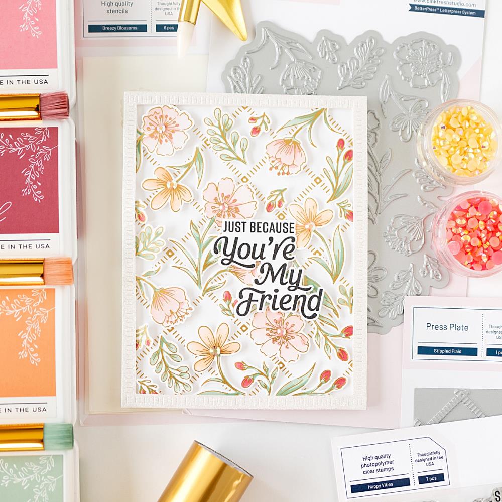 Pinkfresh Studio - Press Plates - Stippled Plaid-ScrapbookPal