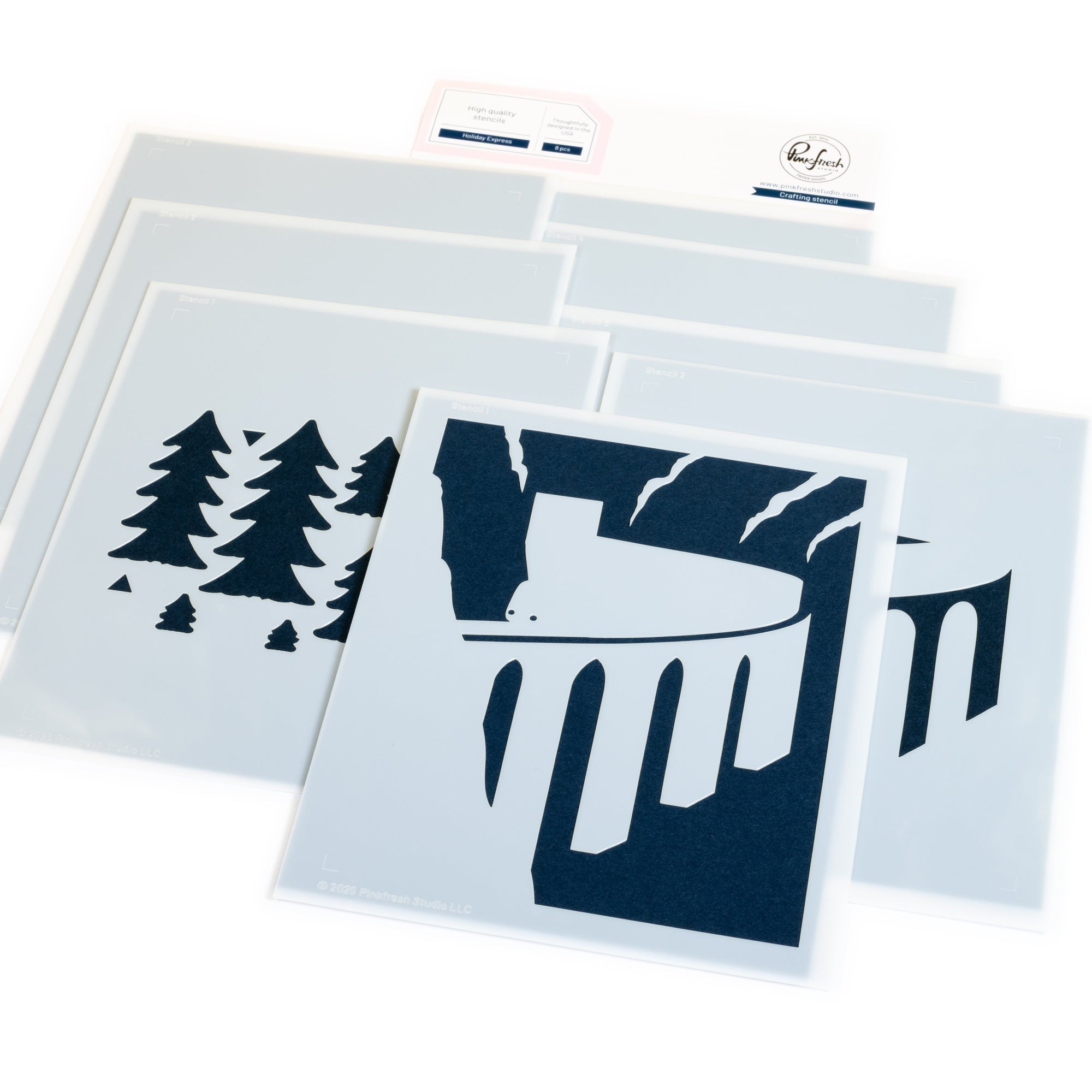 Pinkfresh Studio - Stencils - Holiday Express-ScrapbookPal