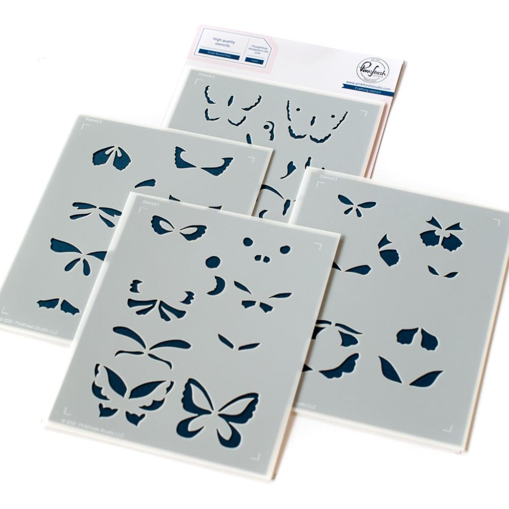 Pinkfresh Studio - Stencils - Small Butterflies Layering-ScrapbookPal