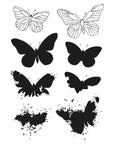 Sizzix - 49 and Market - Framelits Dies w/Stamps - Painted Pencil Butterflies -ScrapbookPal