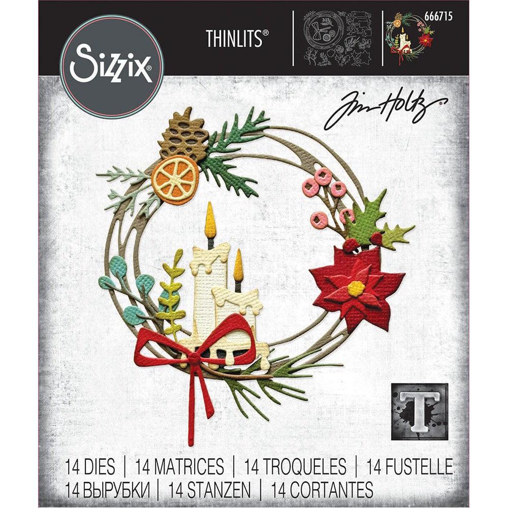 Sizzix - Tim Holtz - Thinlits Dies - Vault Festive Wreath - Scratch & Dent-ScrapbookPal