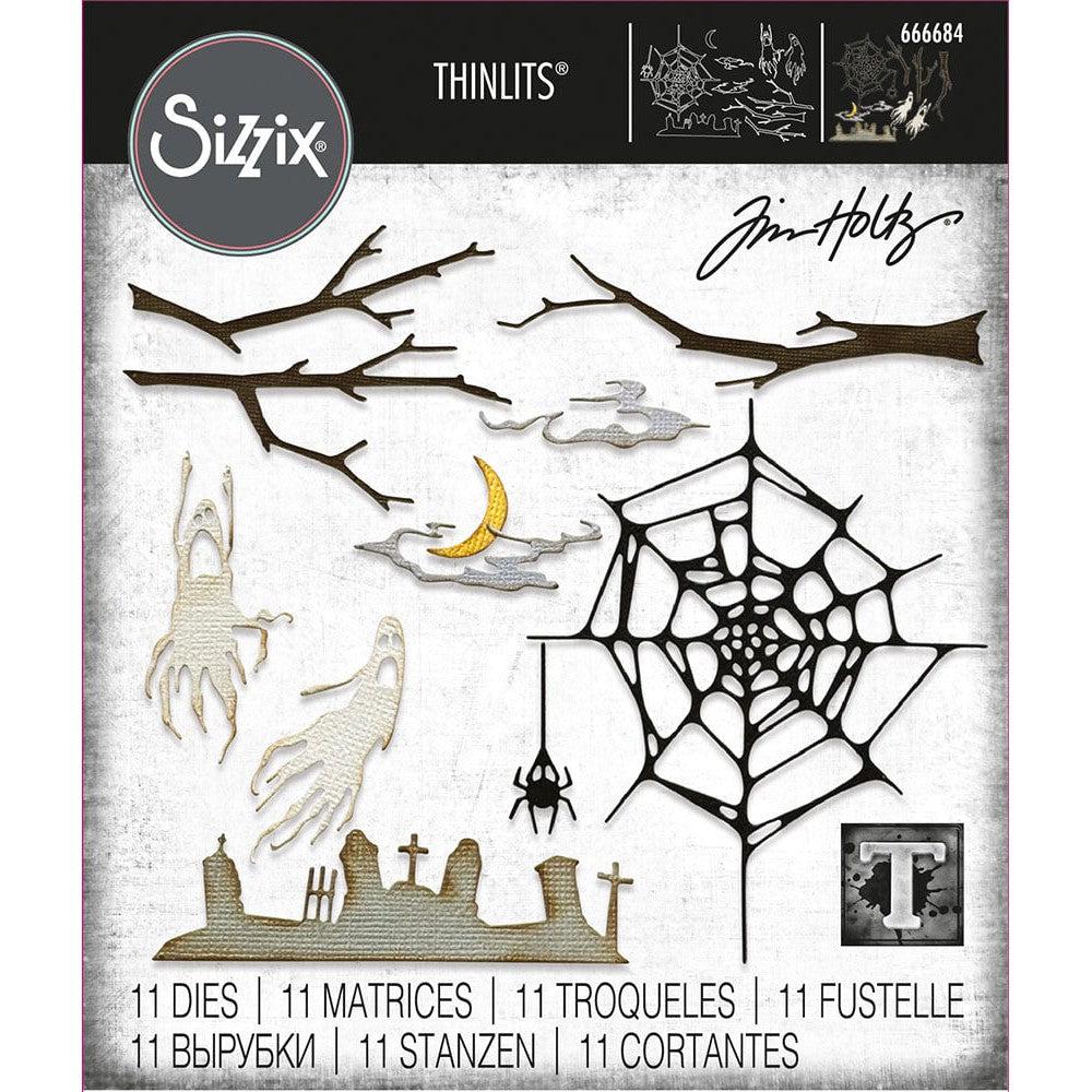 Sizzix THINLITS deals Die Shadow Script Halloween by Tim Holtz 660393