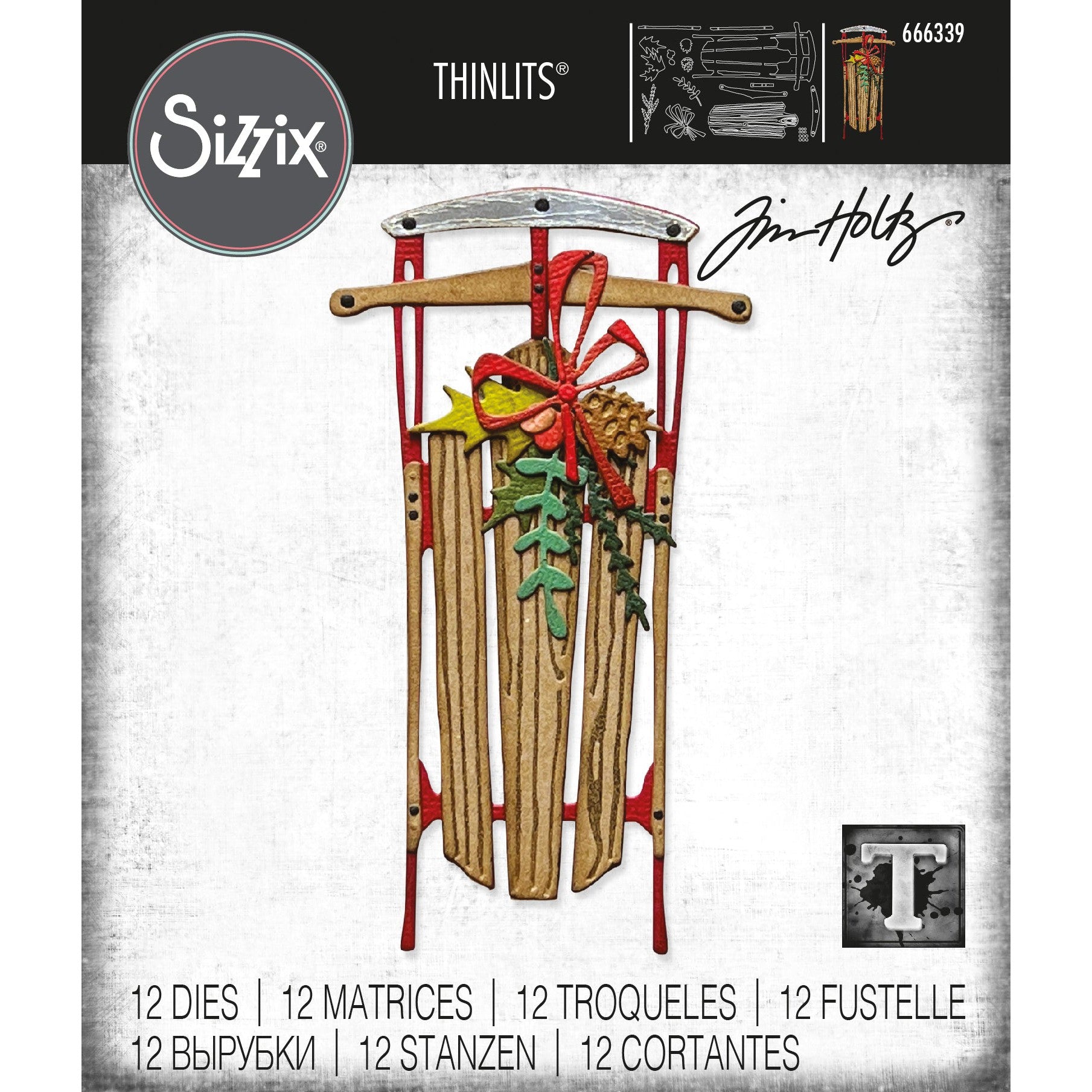 Sizzix - Tim Holtz - Thinlits Dies - Vintage Sled-ScrapbookPal