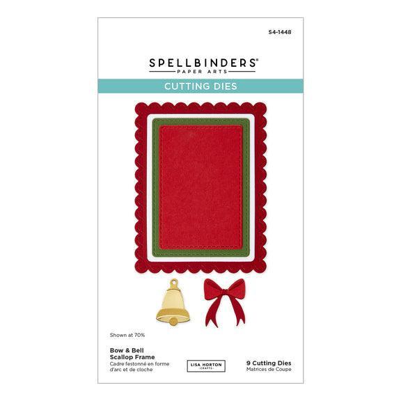 Spellbinders - All About Christmas Collection - Dies - Bow & Bell Scallop Frame-ScrapbookPal