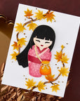 Spellbinders - Autumn in Kyoto Collection - Clear Stamp & Dies - Autumn Kokeshi Dolls-ScrapbookPal