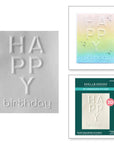 Spellbinders - Beveled Sentiment A2 Cardfronts Collection - 3D Embossing Folder - Beveled Happy Birthday-ScrapbookPal