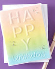 Spellbinders - Beveled Sentiment A2 Cardfronts Collection - 3D Embossing Folder - Beveled Happy Birthday-ScrapbookPal
