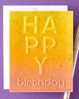 Spellbinders - Beveled Sentiment A2 Cardfronts Collection - 3D Embossing Folder - Beveled Happy Birthday-ScrapbookPal