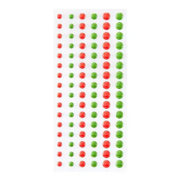 Spellbinders - Card Shoppe Essentials - Enamel Dots - Dimensional Red &amp; Green-ScrapbookPal