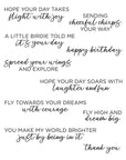Spellbinders - Cheerful Chirps Collection - Clear Stamps - Spread Your Wings Sentiments-ScrapbookPal