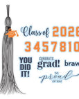 Spellbinders - Classic Mouse Graduation Collection - Letterpress + Foil Plate - Classic Mouse Graduation Sentiments-ScrapbookPal
