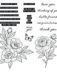 Spellbinders - Clear Stamps & Dies - Sketched Peonies-ScrapbookPal
