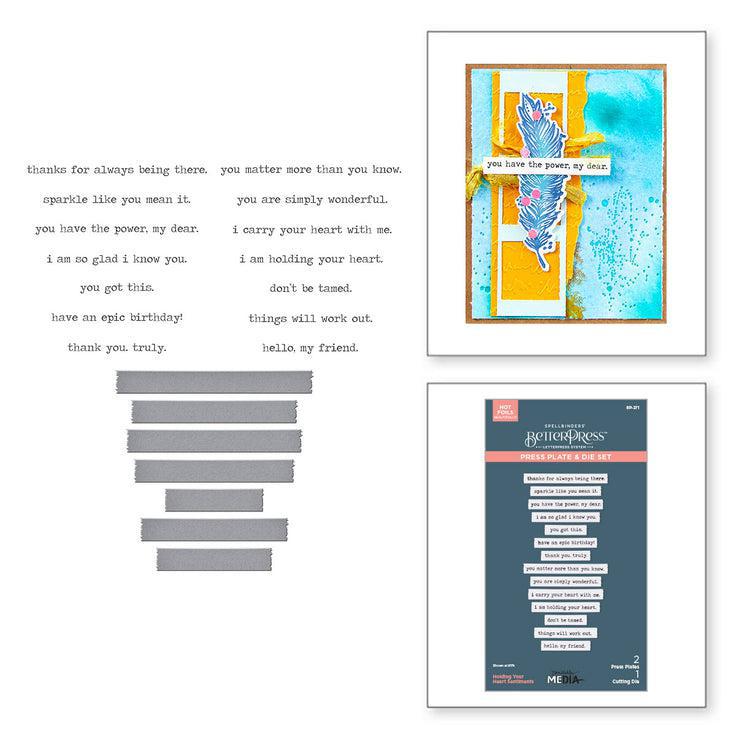 Spellbinders - Collaged Birds Collection - Press Plates & Dies - Holding Your Heart Sentimentss-ScrapbookPal