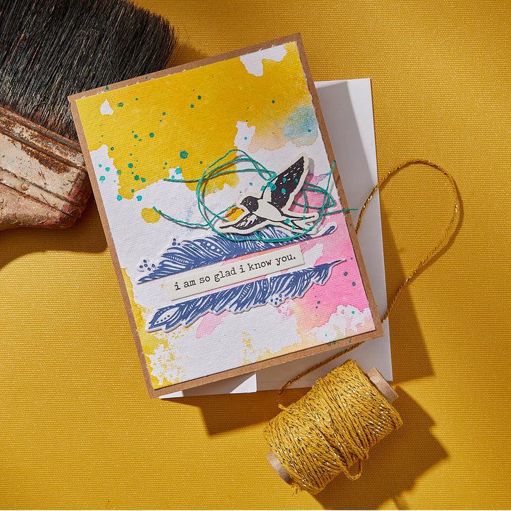 Spellbinders - Collaged Birds Collection - Press Plates & Dies - Holding Your Heart Sentimentss-ScrapbookPal