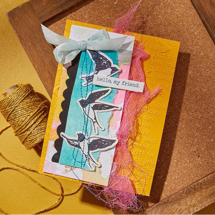 Spellbinders - Collaged Birds Collection - Press Plates & Dies - Holding Your Heart Sentimentss-ScrapbookPal