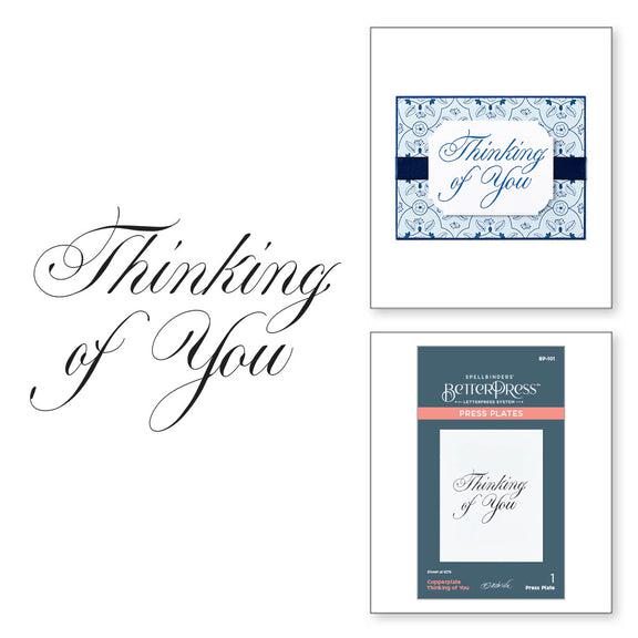 Spellbinders - Copperplate Everyday Sentiments Collection - Press Plate - Copperplate Thinking of You-ScrapbookPal