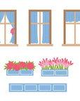Spellbinders - Everyday City Holiday Collection - Dies - Everyday Windows, Curtains and Flower Boxes-ScrapbookPal