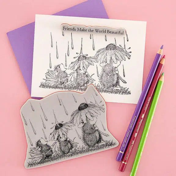 Spellbinders - House-Mouse Spring Collection - Cling Stamps - Spring Rain-ScrapbookPal