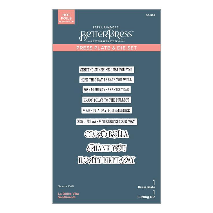 Spellbinders - La Dolce Vita Collection - Press Plate & Dies - La Dolce Vita Sentiments-ScrapbookPal
