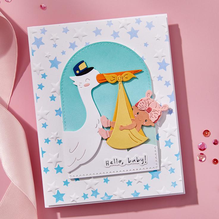 Spellbinders - Little Smiles Collection - 3D Embossing Folder - Wishing Stars-ScrapbookPal