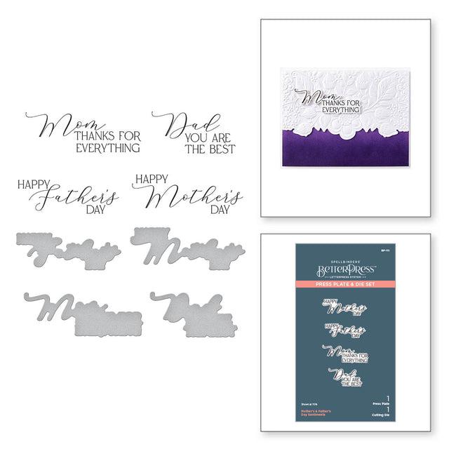 Spellbinders - Mirrored Arch Collection - Press Plate &amp; Dies - Mother&#39;s &amp; Father&#39;s Day Sentiments-ScrapbookPal