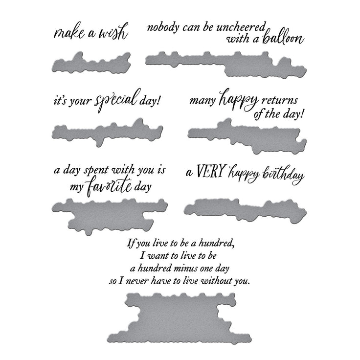 Spellbinders - Say Cheese Classic Pooh Birthday Collection - Press Plates & Dies - A Very Happy Birthday Sentiments-ScrapbookPal