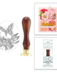 Spellbinders - Sealed 3D Botanicals Collection - 3D Wax Seal Stamp - Peony Butterfly-ScrapbookPal