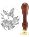 Spellbinders - Sealed 3D Botanicals Collection - 3D Wax Seal Stamp - Peony Butterfly-ScrapbookPal
