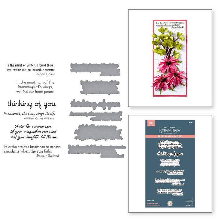 Spellbinders - Summer Solstice Garden Collection - Press Plates & Dies - Summer Solstice Garden Sentiments-ScrapbookPal