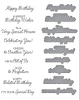 Spellbinders - Texture & Foliage Collection - Press Plate & Dies - Birthday Wishes Sentiments-ScrapbookPal