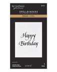 Spellbinders - Upright Italic Everyday Sentiments Collection - Letterpress + Foil Plate - Upright Italic Happy Birthday-ScrapbookPal