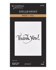 Spellbinders - Upright Italic Everyday Sentiments Collection - Letterpress + Foil Plate - Upright Italic Thank You!-ScrapbookPal